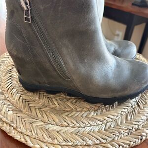 Sorel Gray Ankle Booties with Wedge Heel